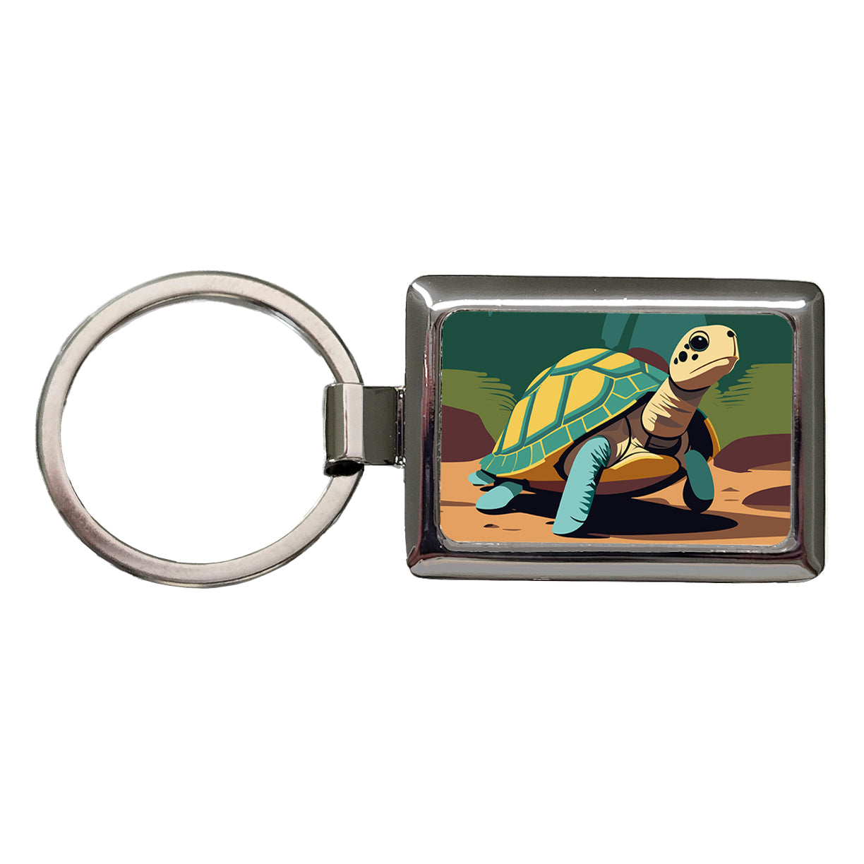 Turtle in the Wild Rectangle Metal Keychain