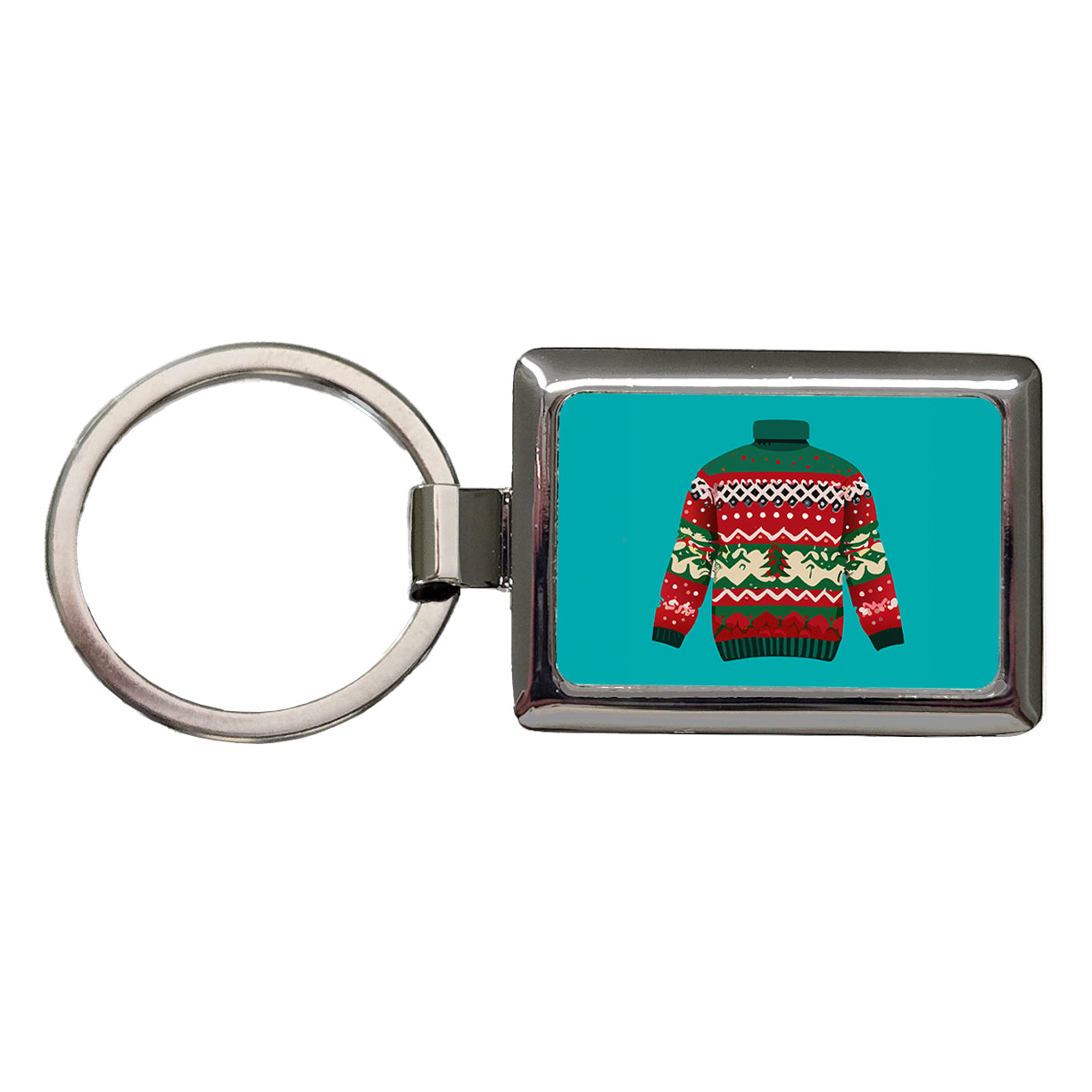 Ugly Christmas Sweater Rectangle Metal Keychain