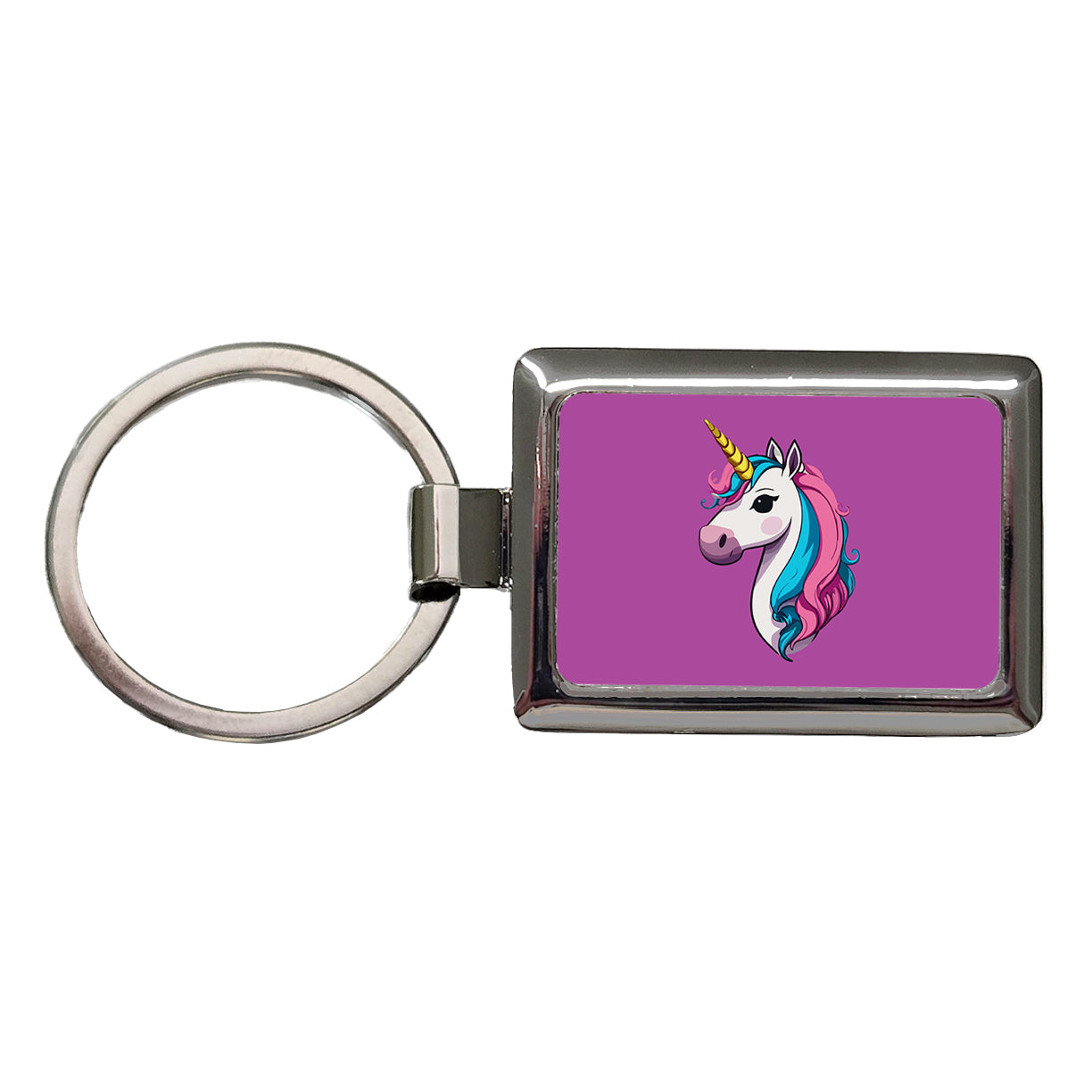 Unicorn Head Beautiful Rectangle Metal Keychain