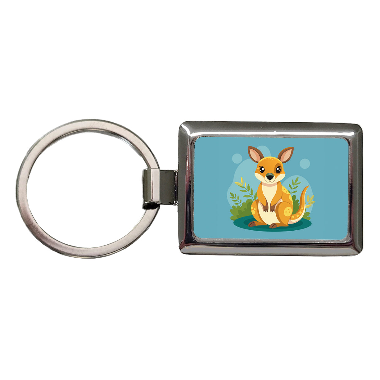 Wallaby Small Kangaroo Cute Australian Animal Rectangle Metal Keychain