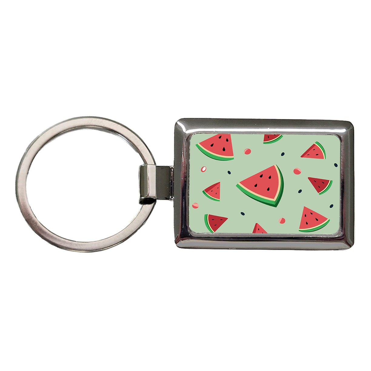 Watermelon Scattered Fruit Rectangle Metal Keychain
