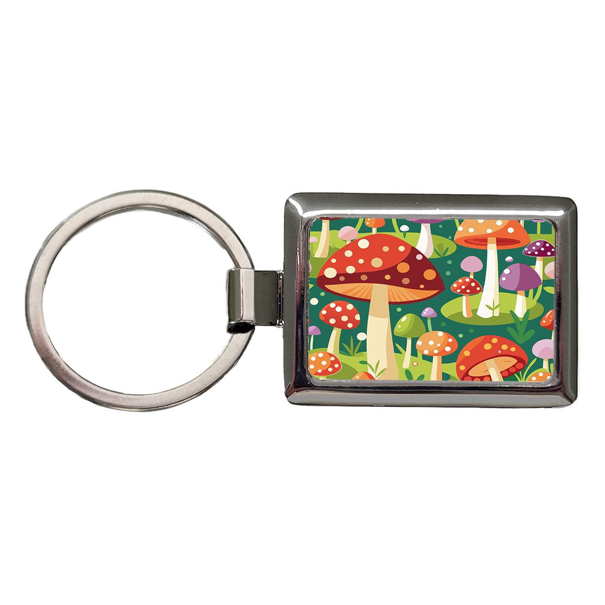Woodland Mushrooms in the Forest Scattered Rectangle Metal Keychain