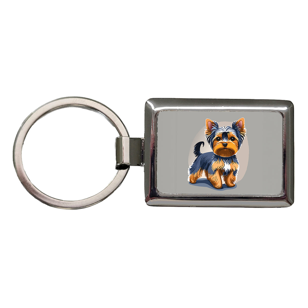Yorkshire Terrier Dog Standing Rectangle Metal Keychain