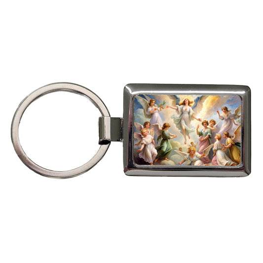 Angels Painting Watercolor Rectangle Metal Keychain
