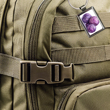 Balls Of Purple Yarn Knitting Crochet Watercolor Rectangle Metal Keychain