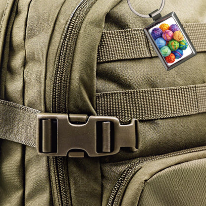 Balls Of Rainbow Yarn Knitting Crochet Watercolor Rectangle Metal Keychain