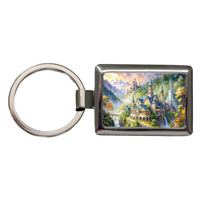 Beautiful Elvish Fantasy Watercolor Design Rectangle Metal Keychain