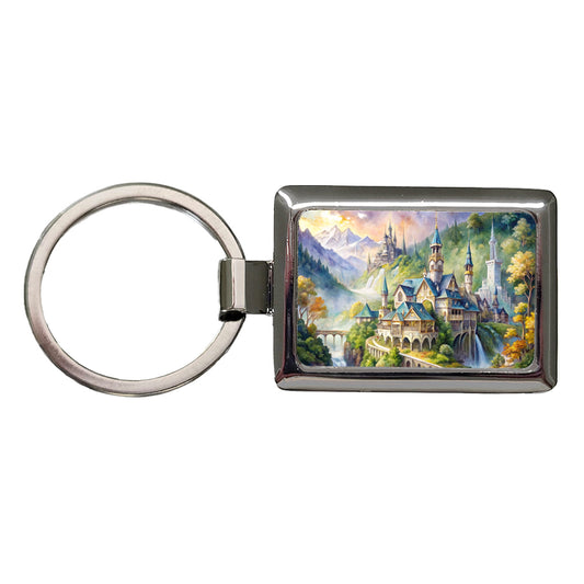 Beautiful Elvish Fantasy Watercolor Design Rectangle Metal Keychain