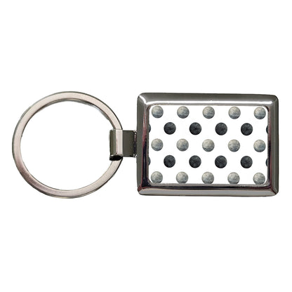 Black Polka Dots White Background Rectangle Metal Keychain