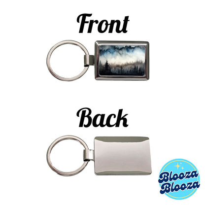 Black Shadow Forest Ombre Watercolor Rectangle Metal Keychain