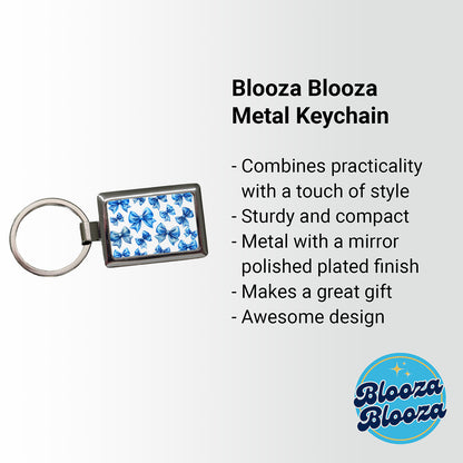 Blue Scattered Coquette Bows Watercolor Rectangle Metal Keychain