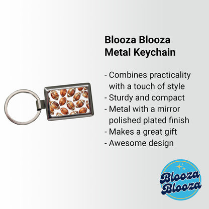 Brown Football Balls Watercolor Rectangle Metal Keychain