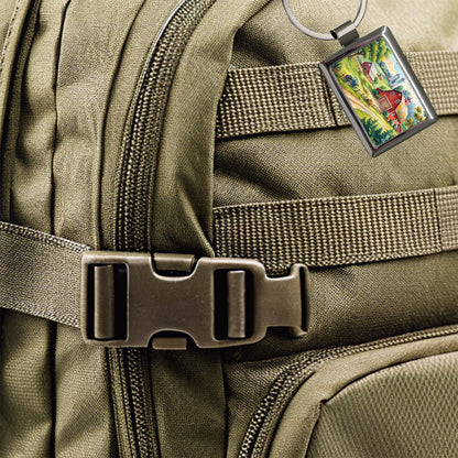 Classic Farm Watercolor Design Rectangle Metal Keychain