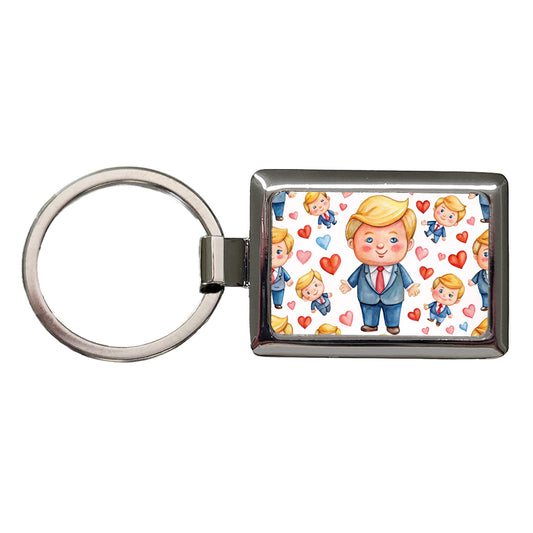 Cute Donald Trumps Hearts Rectangle Metal Keychain