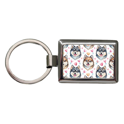 Cute Finnish Lapphund Dog Faces Rectangle Metal Keychain