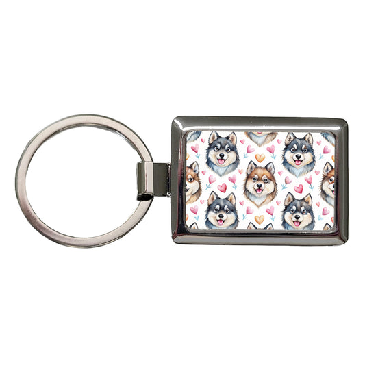 Cute Finnish Lapphund Dog Faces Rectangle Metal Keychain