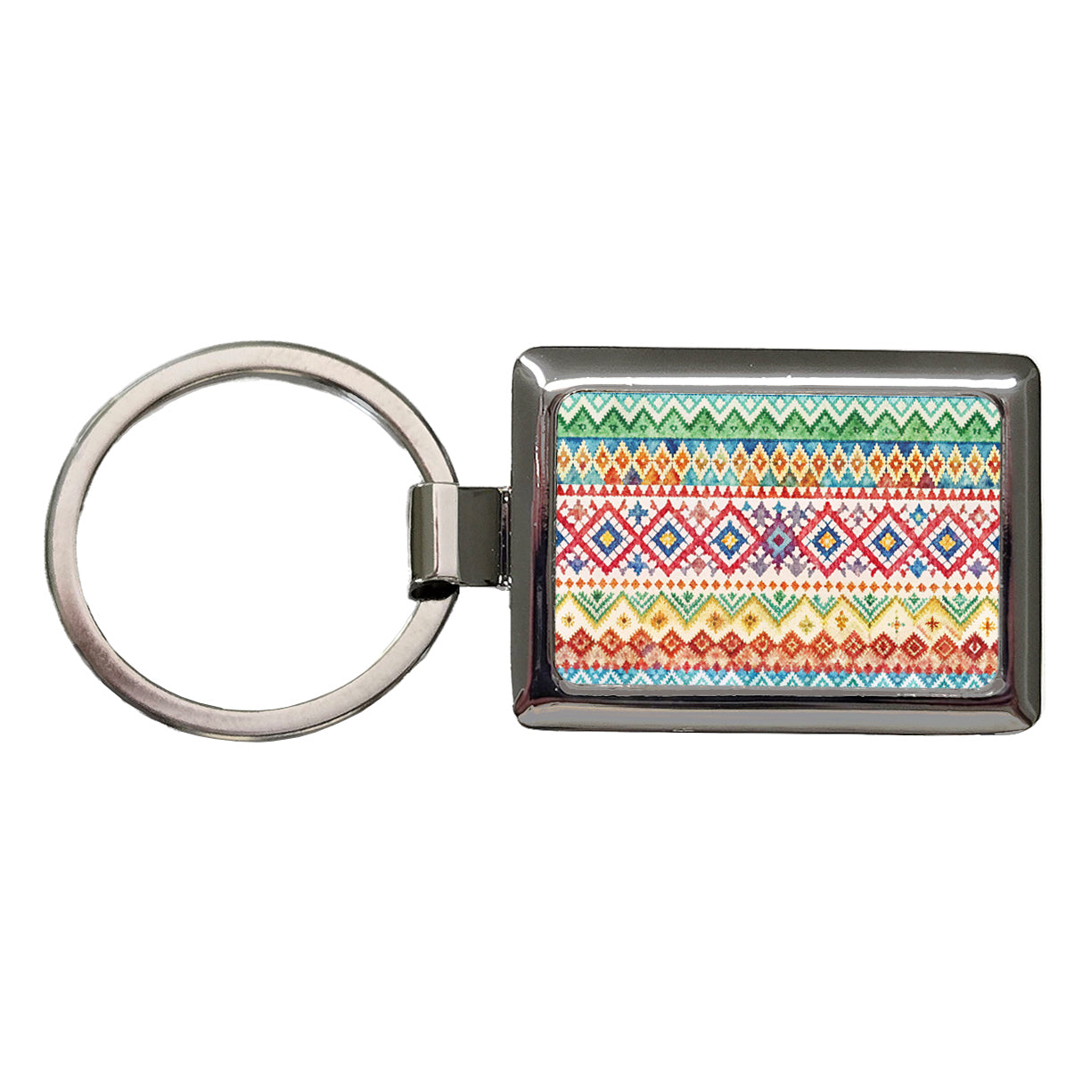 Fair Isle Knitting Sweater Rectangle Metal Keychain