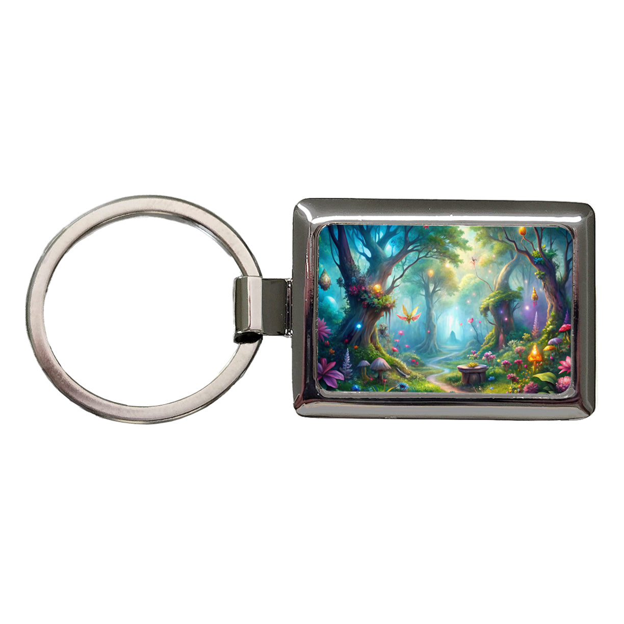 Fairy Forest Fantasy Watercolor Beautiful Rectangle Metal Keychain