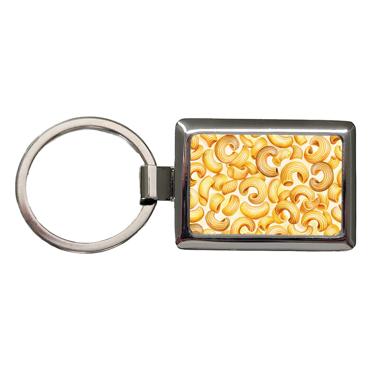 Macaroni Noodles Pasta Watercolor Rectangle Metal Keychain