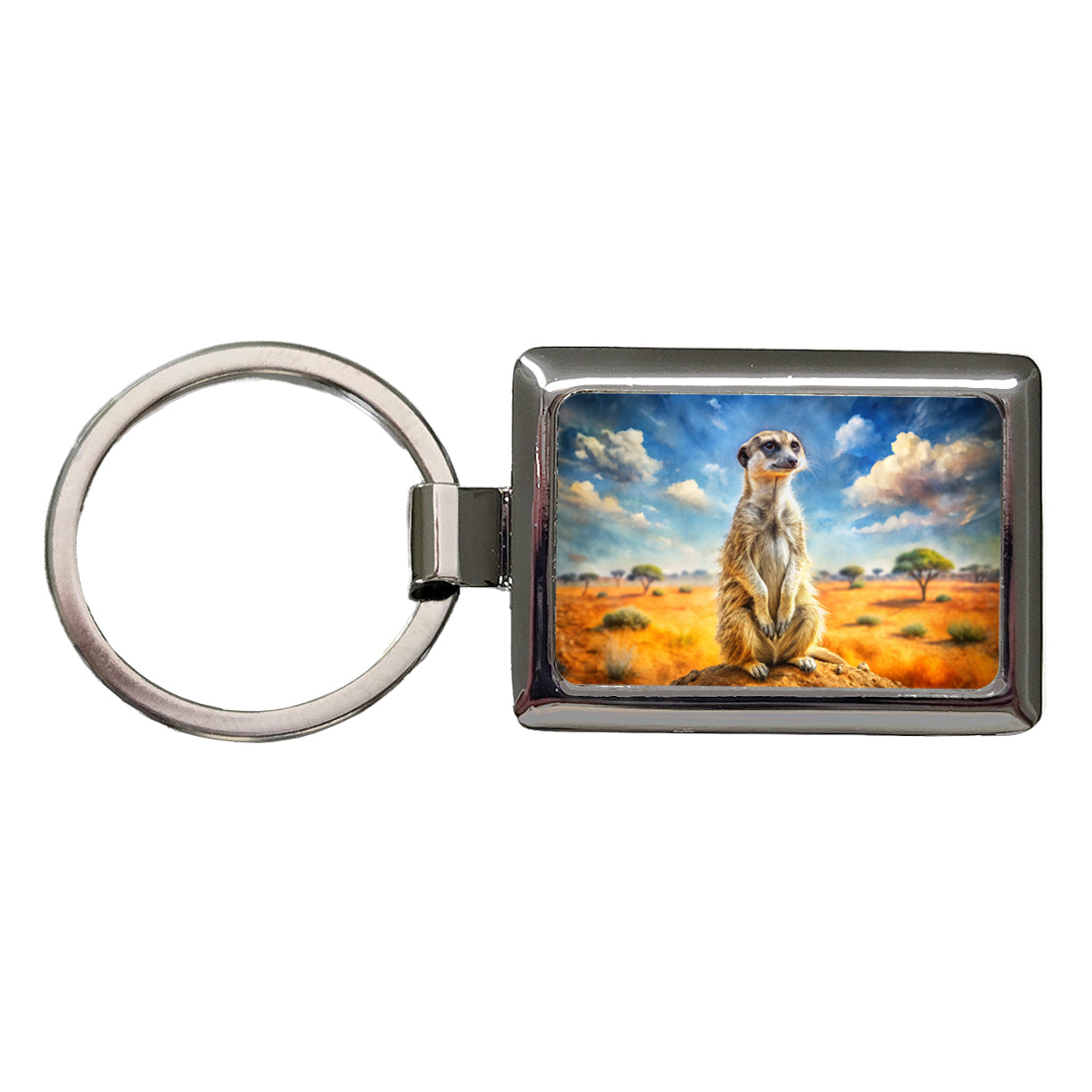 Meerkat African Plain Watercolor Design Rectangle Metal Keychain