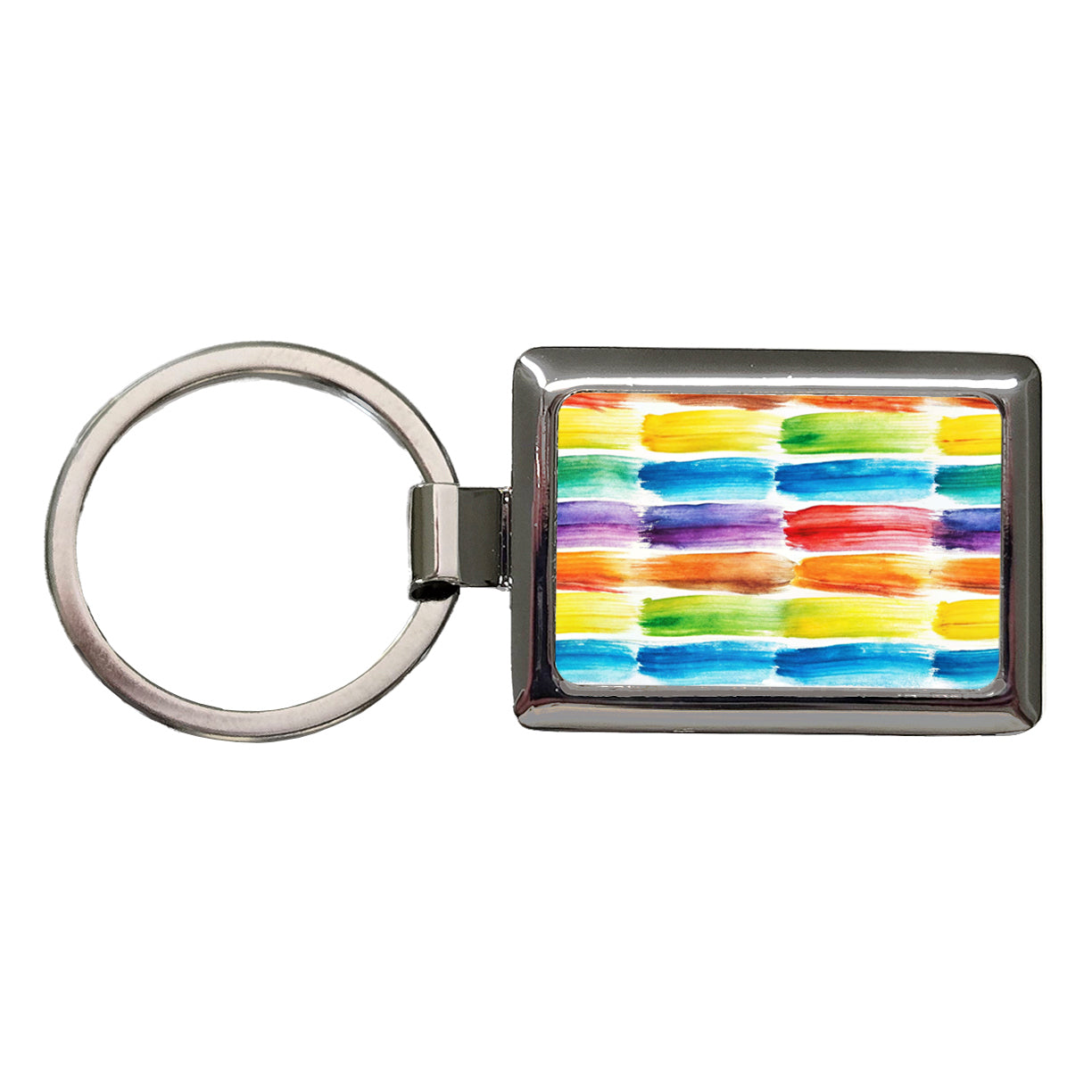 Paint Brush Strokes Watercolor Rectangle Metal Keychain