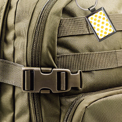 Yellow Polka Dots White Background Rectangle Metal Keychain