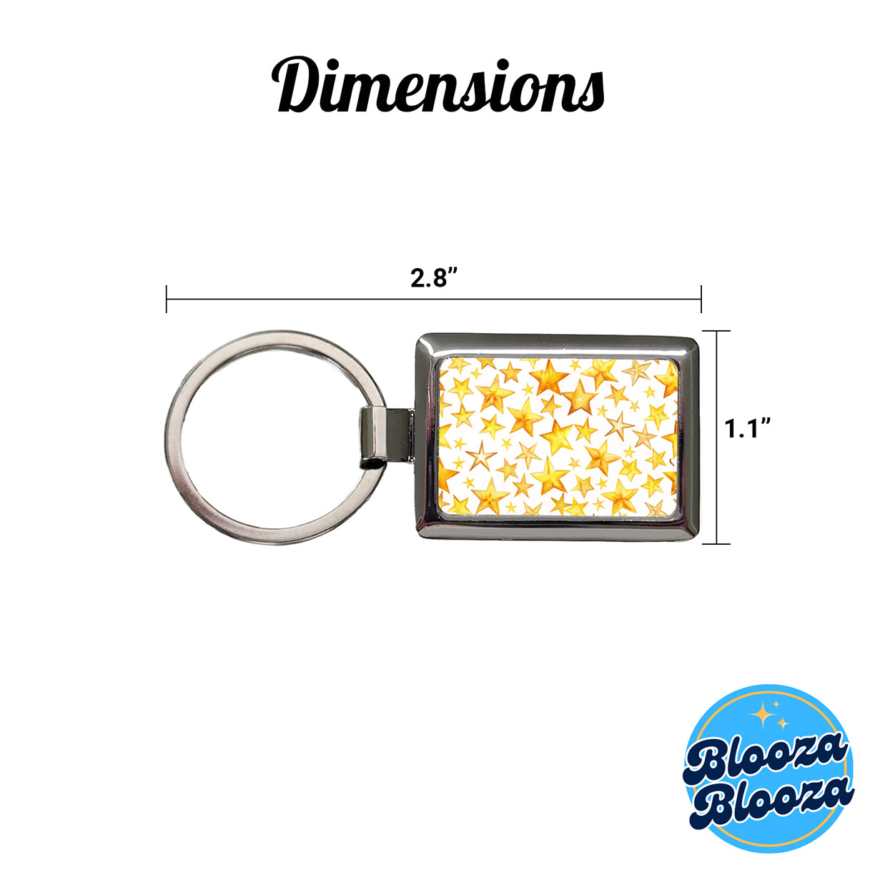 Yellow Stars Watercolor Rectangle Metal Keychain