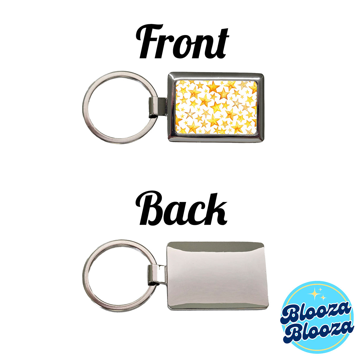 Yellow Stars Watercolor Rectangle Metal Keychain