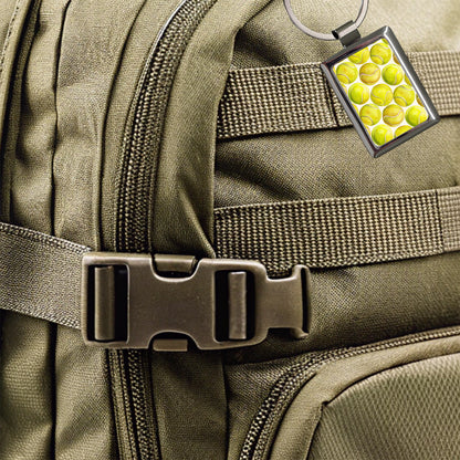 Yellow Tennis Balls Watercolor Rectangle Metal Keychain
