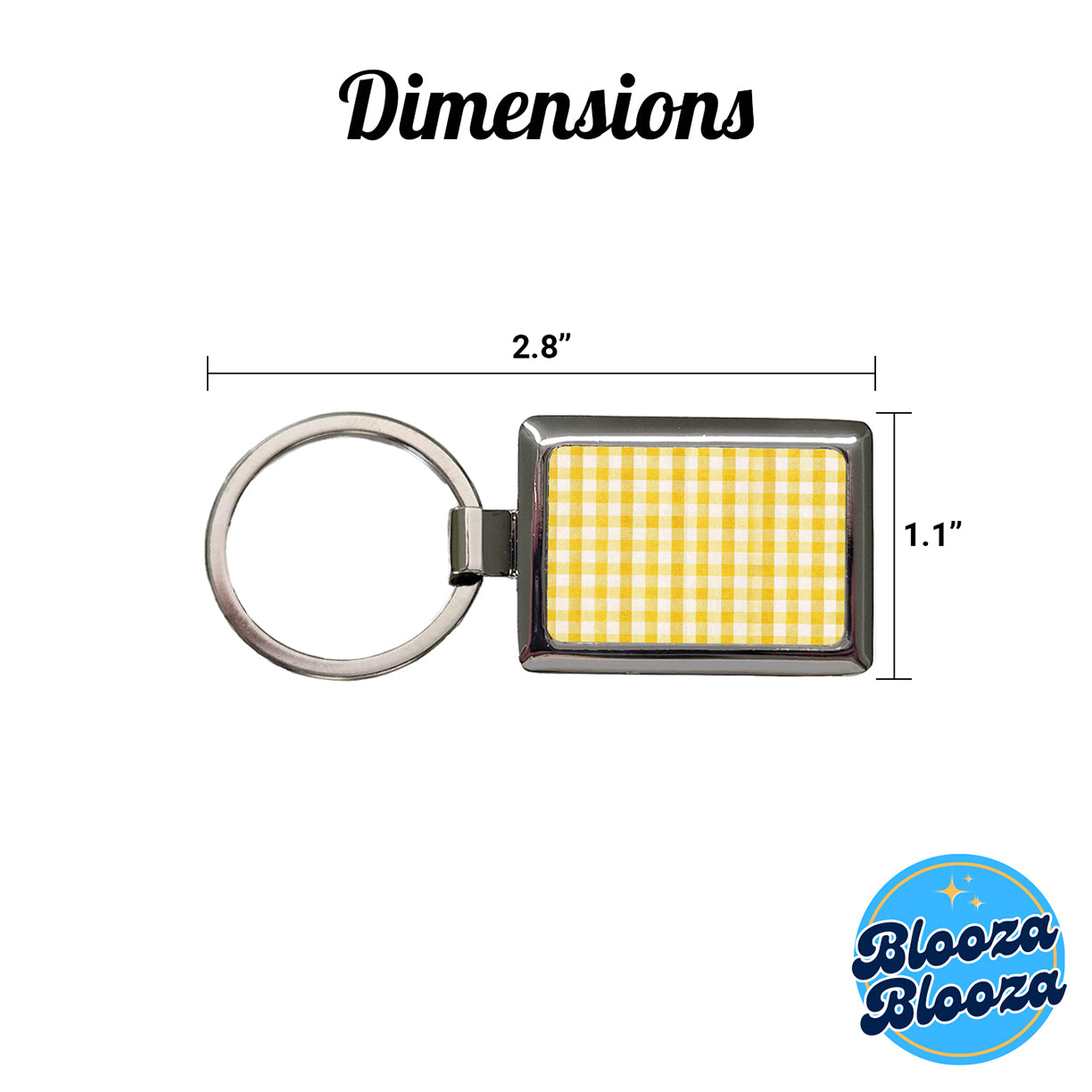 Yellow White Gingham Watercolor Rectangle Metal Keychain