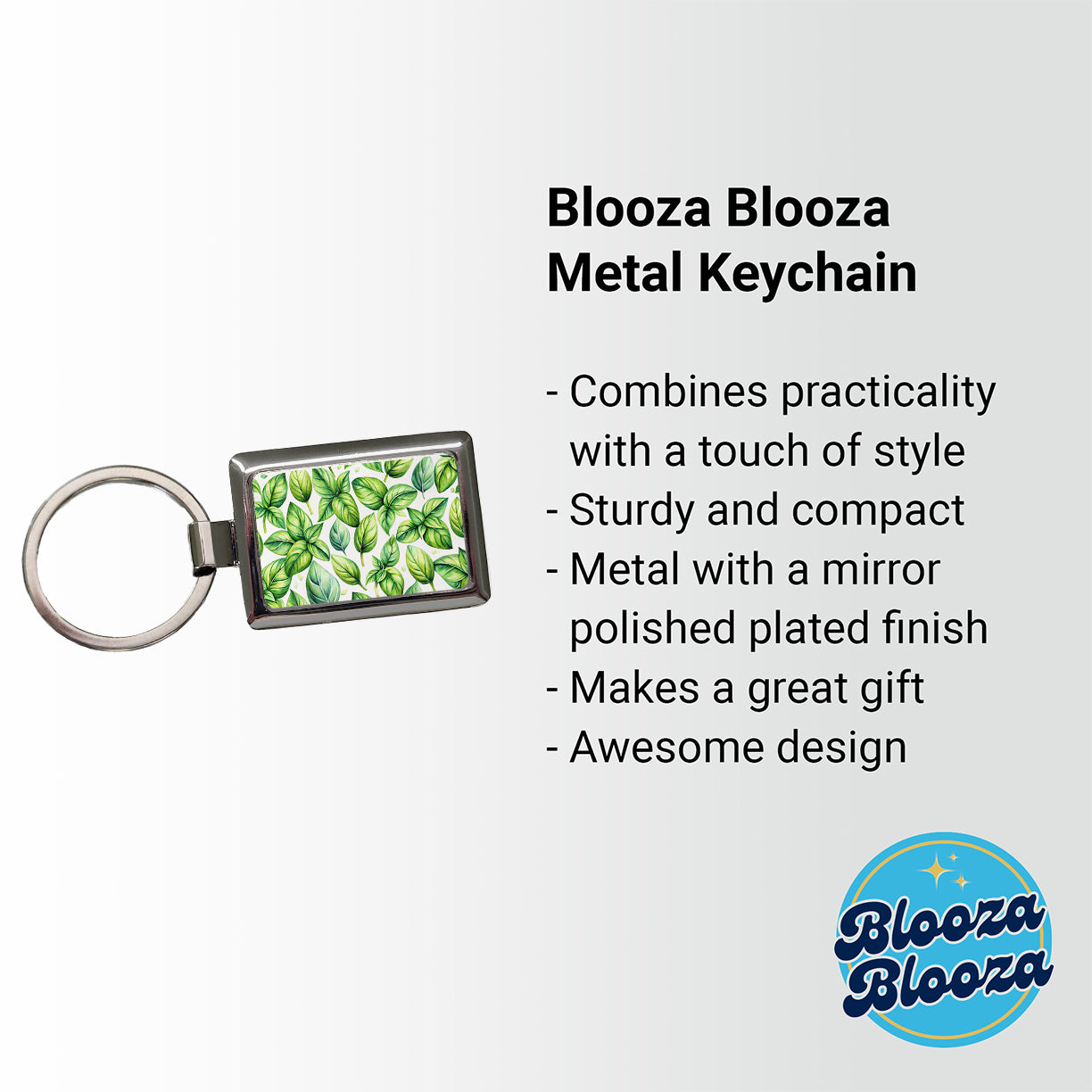 Basil Herbs Watercolor Rectangle Metal Keychain