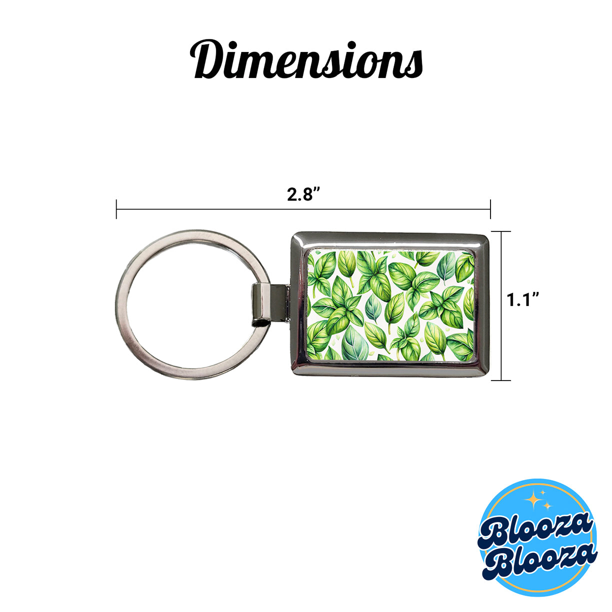 Basil Herbs Watercolor Rectangle Metal Keychain