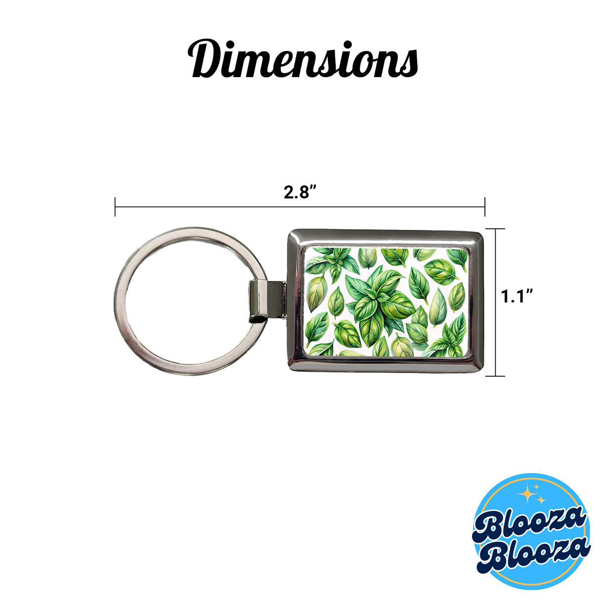 Basil Leaves Watercolor Rectangle Metal Keychain