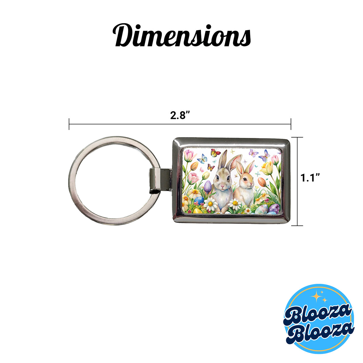Beautiful Easter Bunnies Rabbits Eggs Flowers Rectangle Metal Keychain
