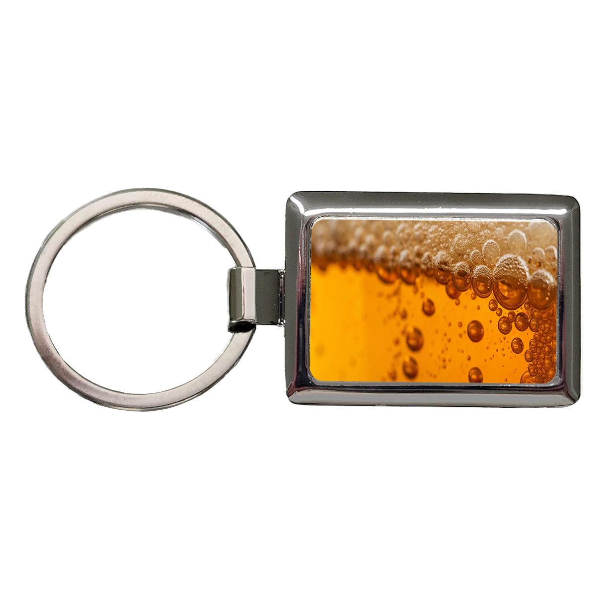 Beer Lager Closeup Foam On Top Funny Rectangle Metal Keychain