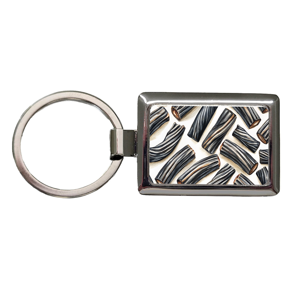 Black Licorice Rectangle Metal Keychain