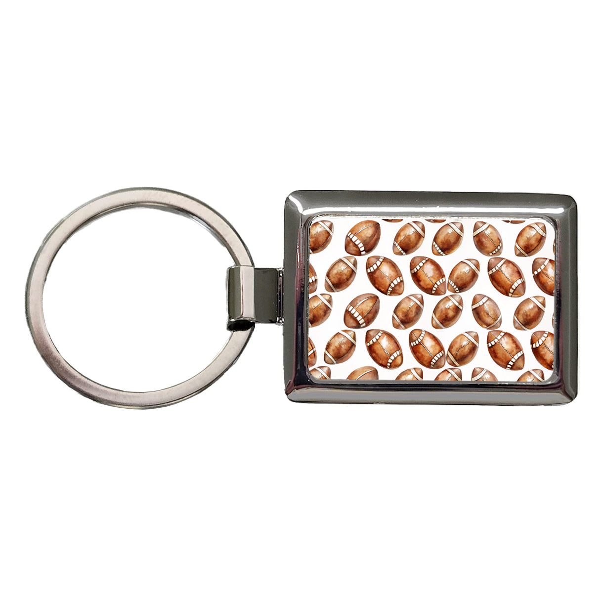 Bunch Of Brown Footballs Rectangle Metal Keychain
