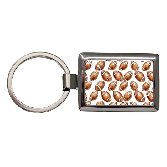 Bunch Of Brown Footballs Rectangle Metal Keychain