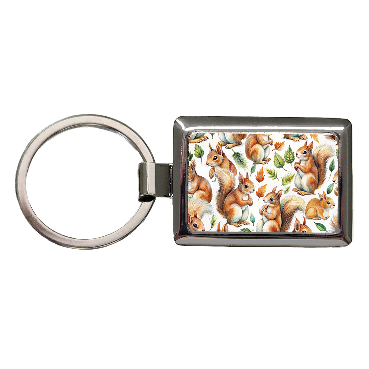 Bunch Of Squirrels Rectangle Metal Keychain
