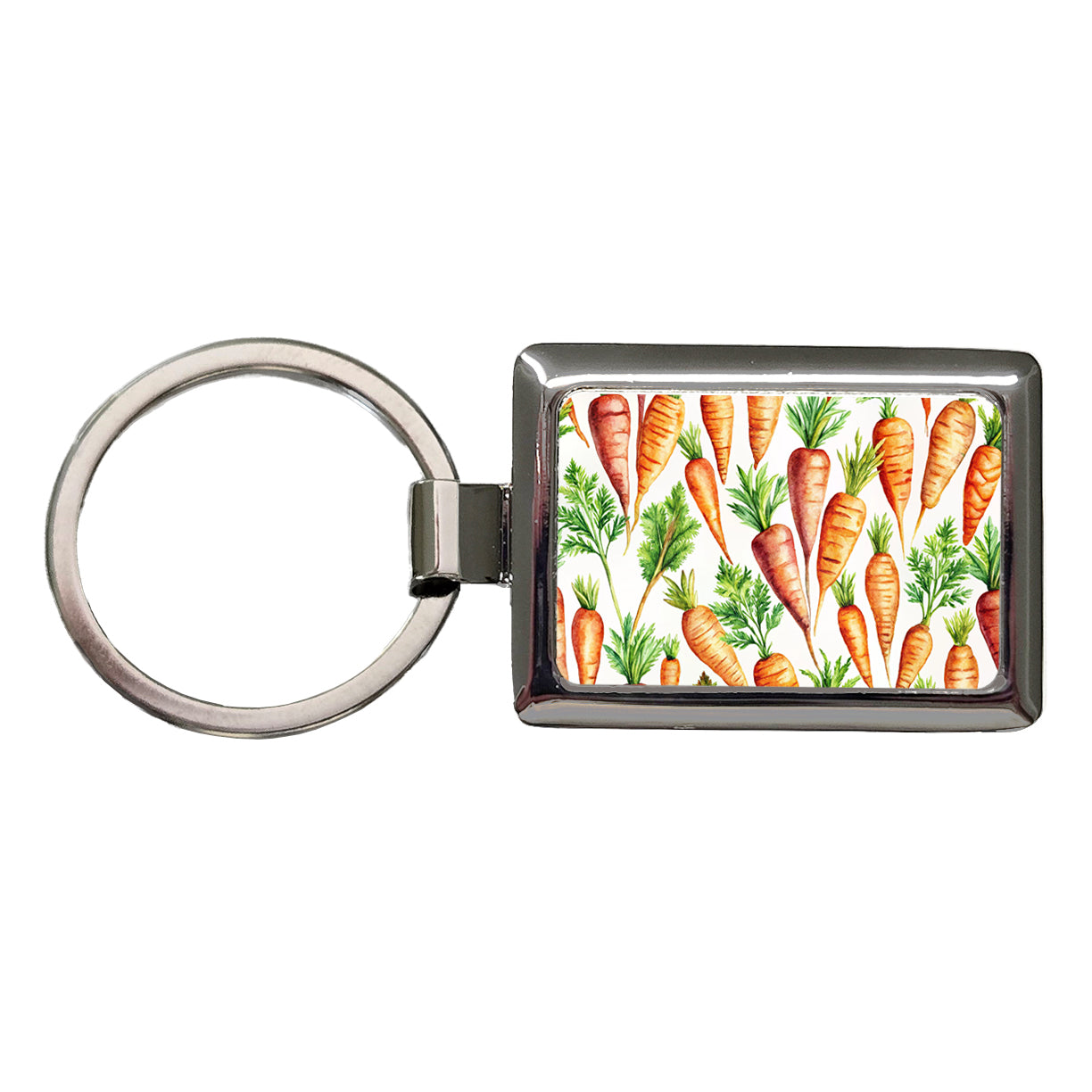 Carrots Vegetables Watercolor Rectangle Metal Keychain