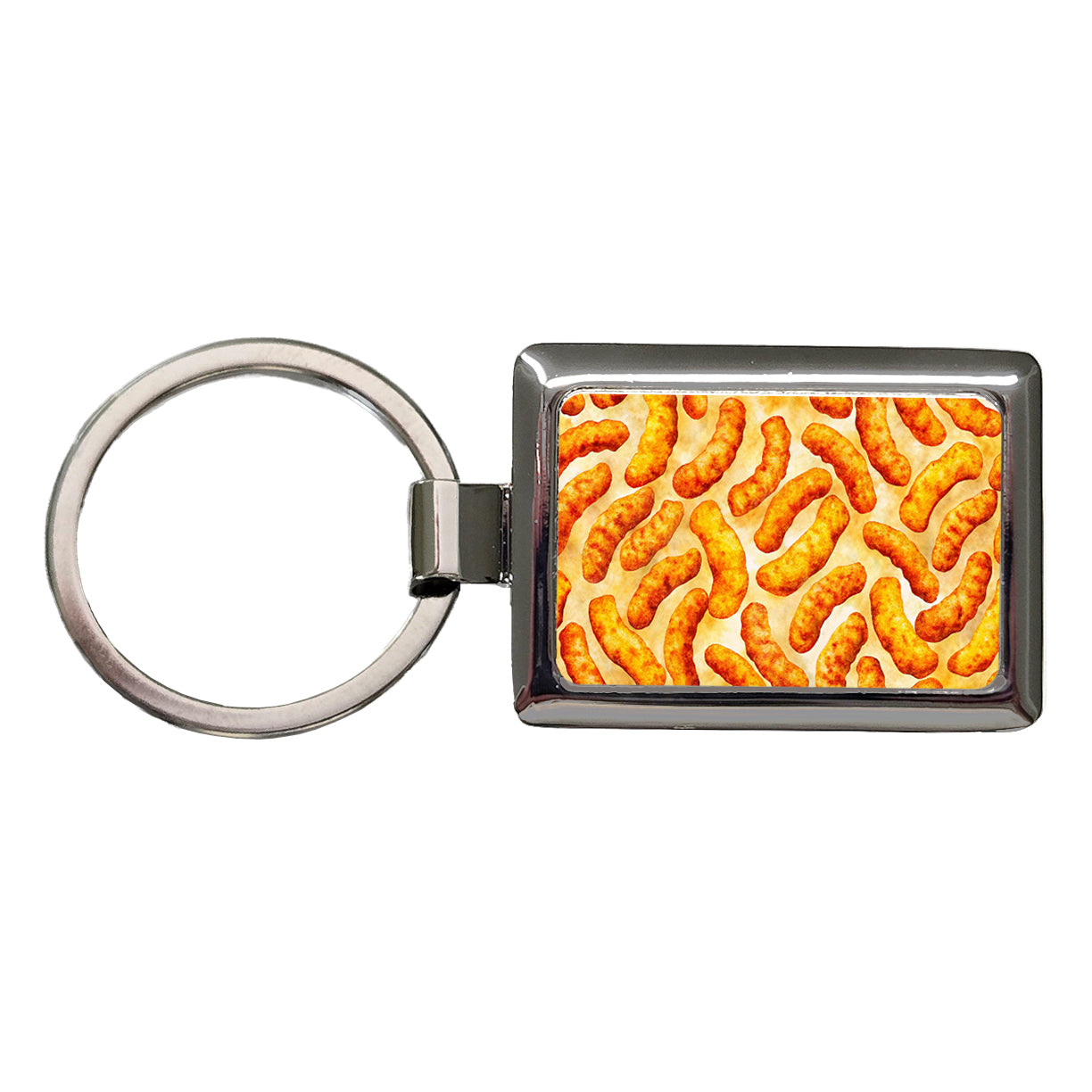 Cheese Curls Puffs Snacks Rectangle Metal Keychain