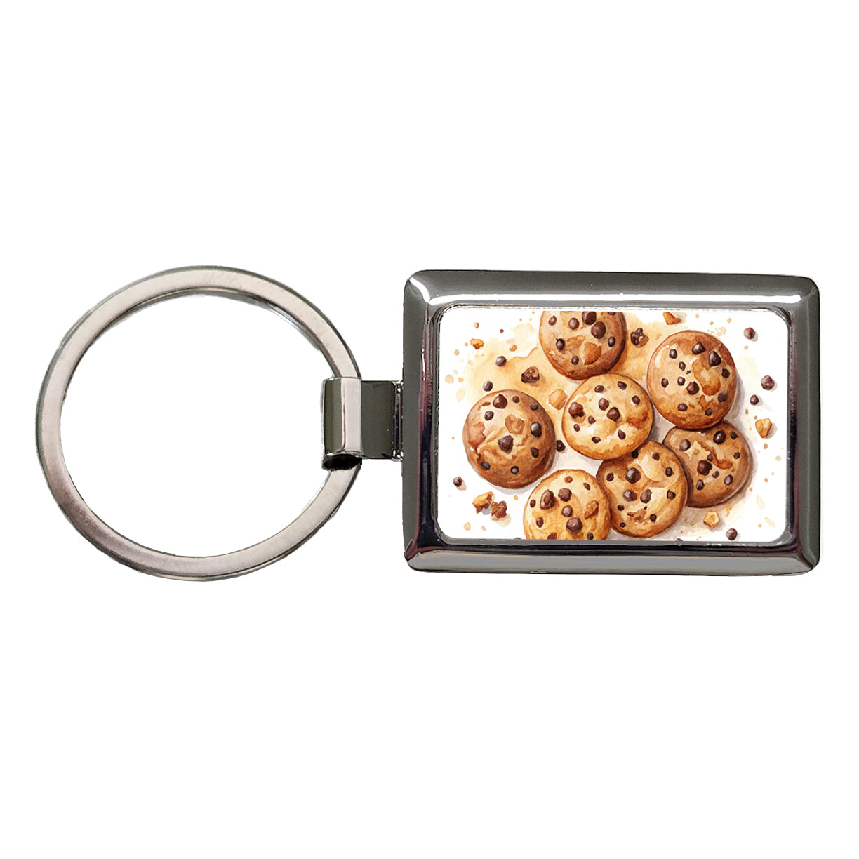 Chocolate Chip Cookies Watercolor Rectangle Metal Keychain