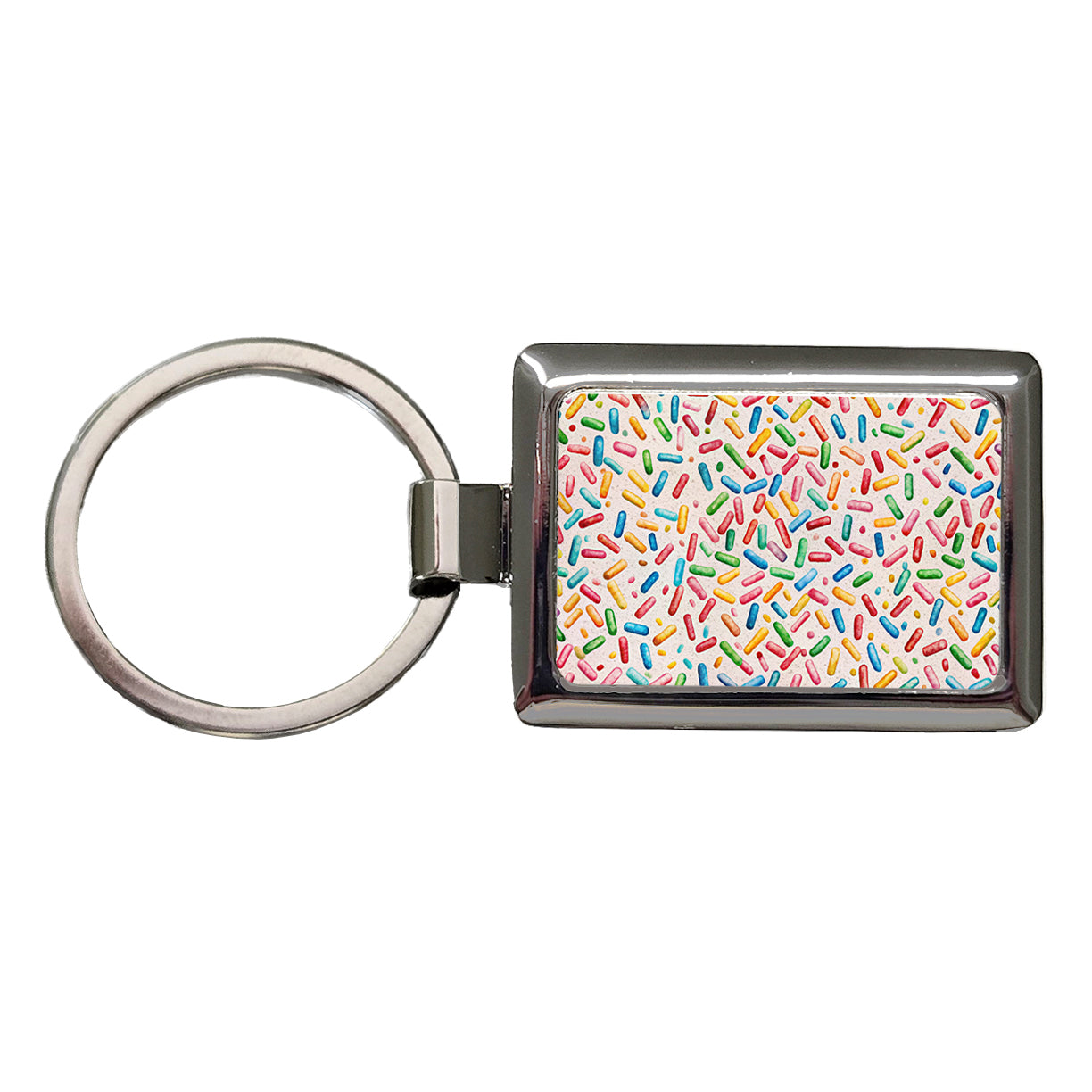 Colorful Sprinkles Ice Cream Donuts Rectangle Metal Keychain