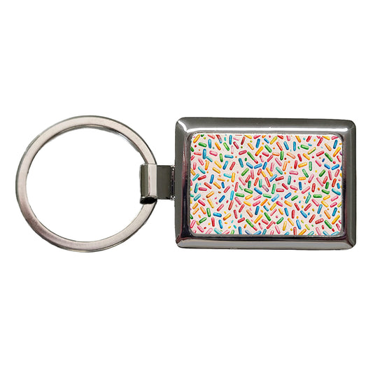 Colorful Sprinkles Ice Cream Donuts Rectangle Metal Keychain
