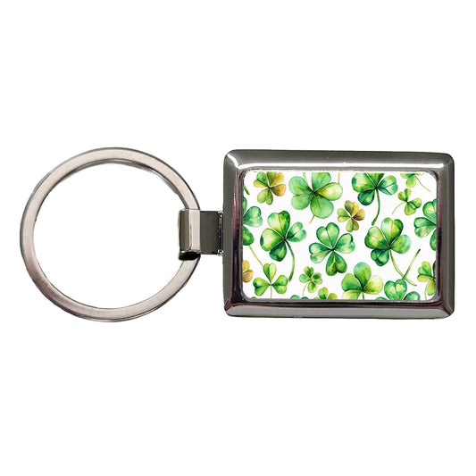Four Leaf Clovers Ireland St. Patrick's Day Rectangle Metal Keychain
