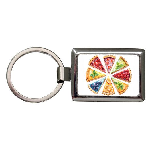 Fruit Pie Slices Rectangle Metal Keychain
