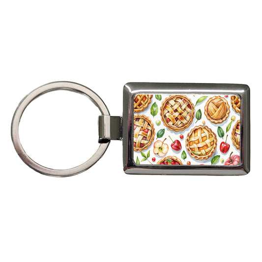 Fruit Pies Apple Cherry Rectangle Metal Keychain