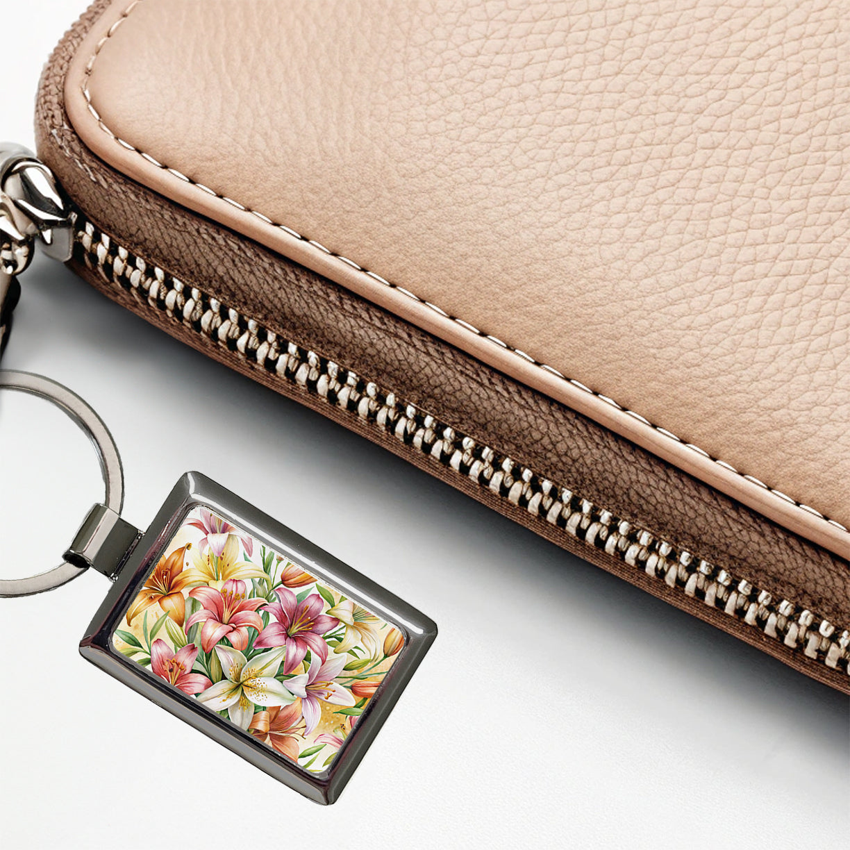 Lilies Lily Flower Watercolor Rectangle Metal Keychain