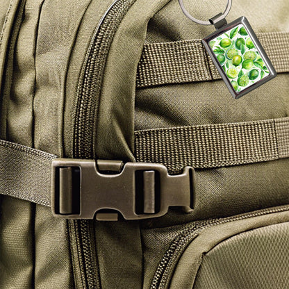 Limes Fruit Watercolor Rectangle Metal Keychain