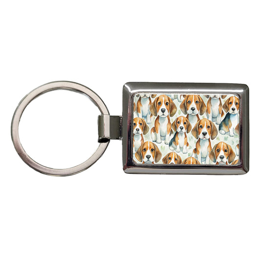 Lots Of Beagles Dogs Cute Rectangle Metal Keychain